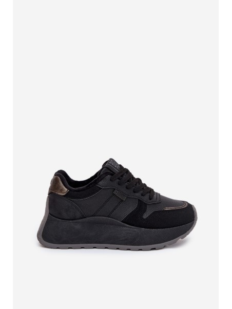 Warm Women Sneakers On Platform Big Star SS274007 HI-POLY SYSTEM Black