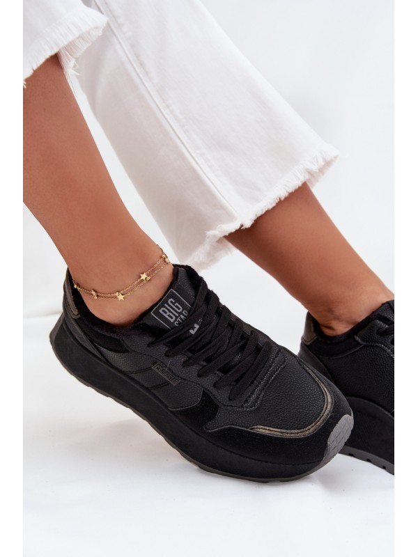 Warm Women Sneakers On Platform Big Star SS274007 HI-POLY SYSTEM Black