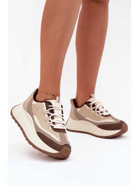 Womens Platform Sneakers Big Star SS274002 HI-POLY SYSTEM Beige