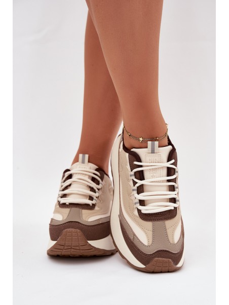 Womens Platform Sneakers Big Star SS274002 HI-POLY SYSTEM Beige