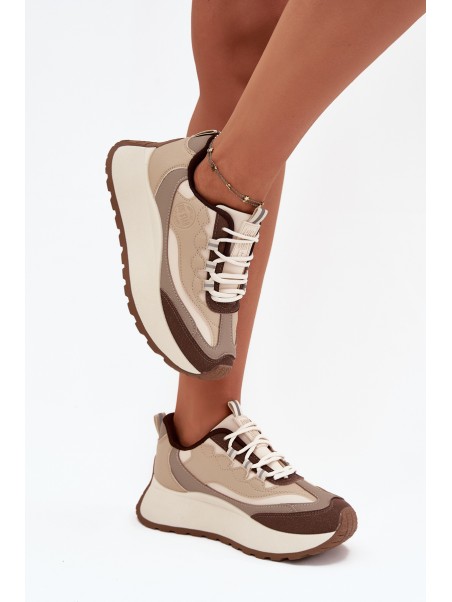 Womens Platform Sneakers Big Star SS274002 HI-POLY SYSTEM Beige