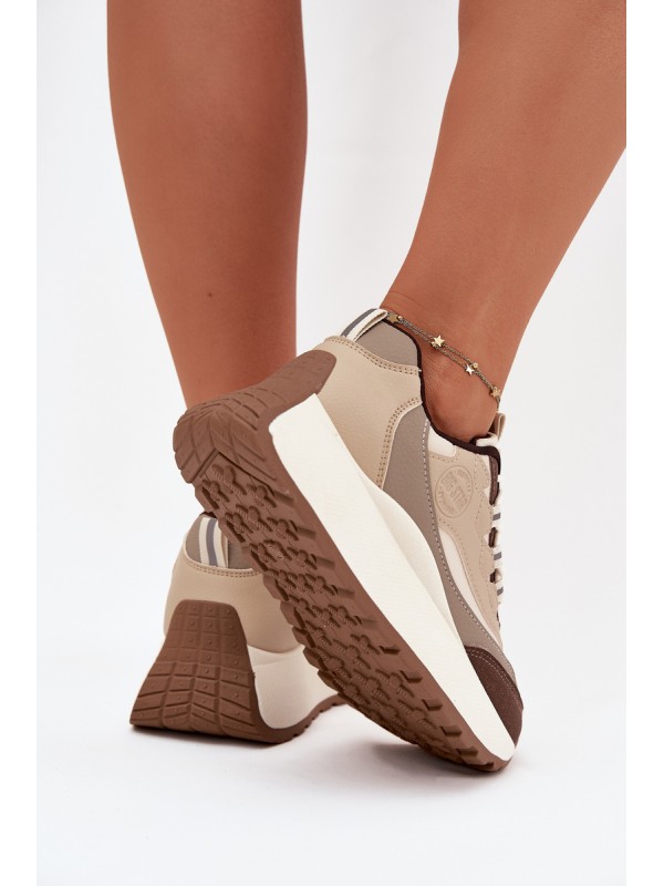 Womens Platform Sneakers Big Star SS274002 HI-POLY SYSTEM Beige