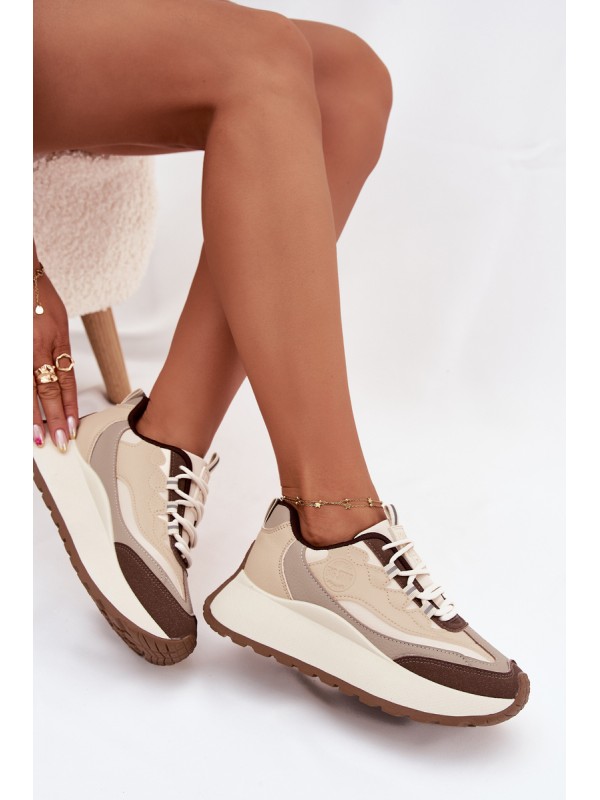 Womens Platform Sneakers Big Star SS274002 HI-POLY SYSTEM Beige