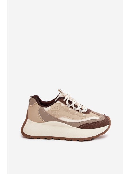 Womens Platform Sneakers Big Star SS274002 HI-POLY SYSTEM Beige