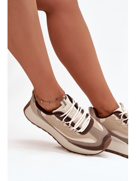 Womens Platform Sneakers Big Star SS274002 HI-POLY SYSTEM Beige