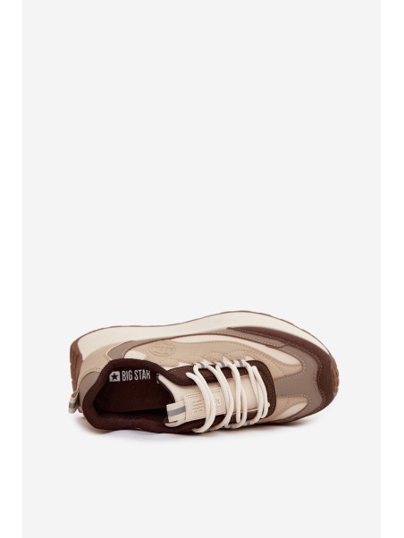 Womens Platform Sneakers Big Star SS274002 HI-POLY SYSTEM Beige