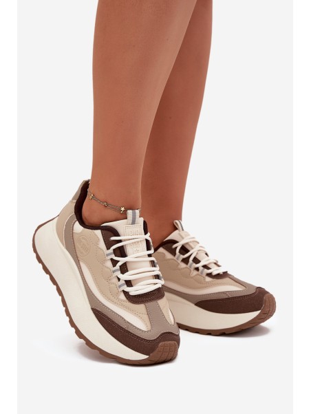 Womens Platform Sneakers Big Star SS274002 HI-POLY SYSTEM Beige