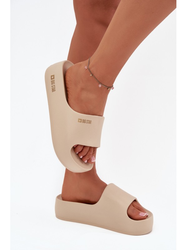 Women's Foam Slippers On Massive Platform Big Star SS274722 Beige