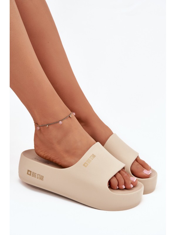 Women's Foam Slippers On Massive Platform Big Star SS274722 Beige