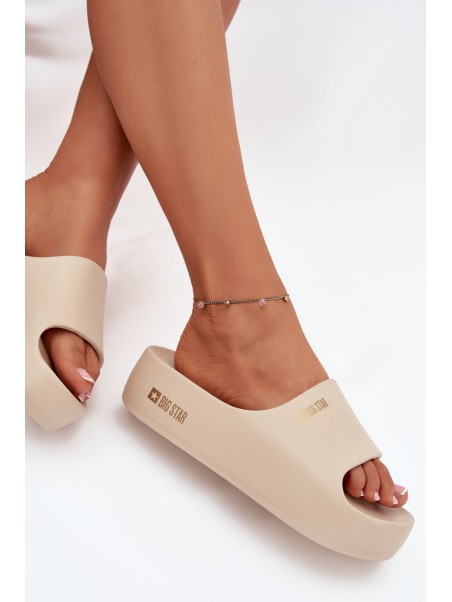 Women's Foam Slippers On Massive Platform Big Star SS274722 Beige