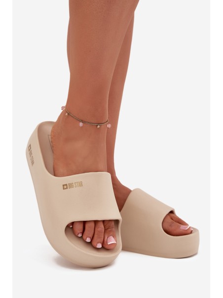 Women's Foam Slippers On Massive Platform Big Star SS274722 Beige