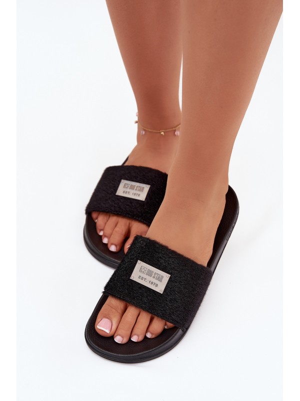 Women's Slippers On Foam Sole With Fur Big Star SS274716 Black