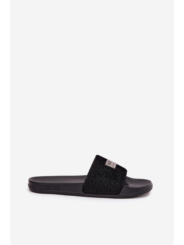 Women's Slippers On Foam Sole With Fur Big Star SS274716 Black