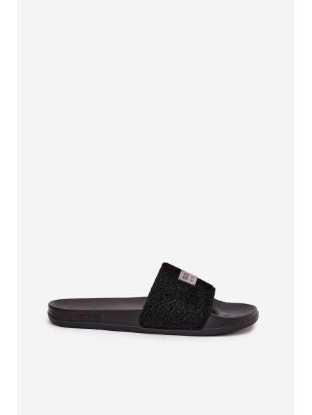 Women's Slippers On Foam Sole With Fur Big Star SS274716 Black