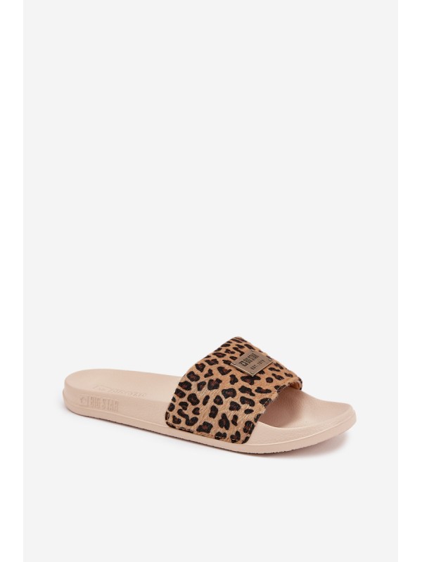 Women's Slippers on Foam Sole with Fur Big Star SS274715 Leopard Beige