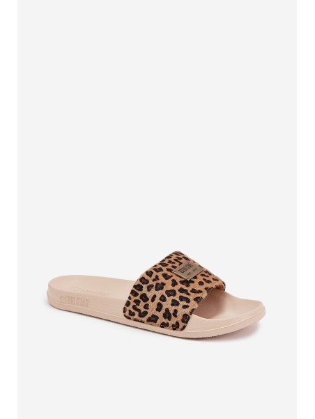 Women's Slippers on Foam Sole with Fur Big Star SS274715 Leopard Beige