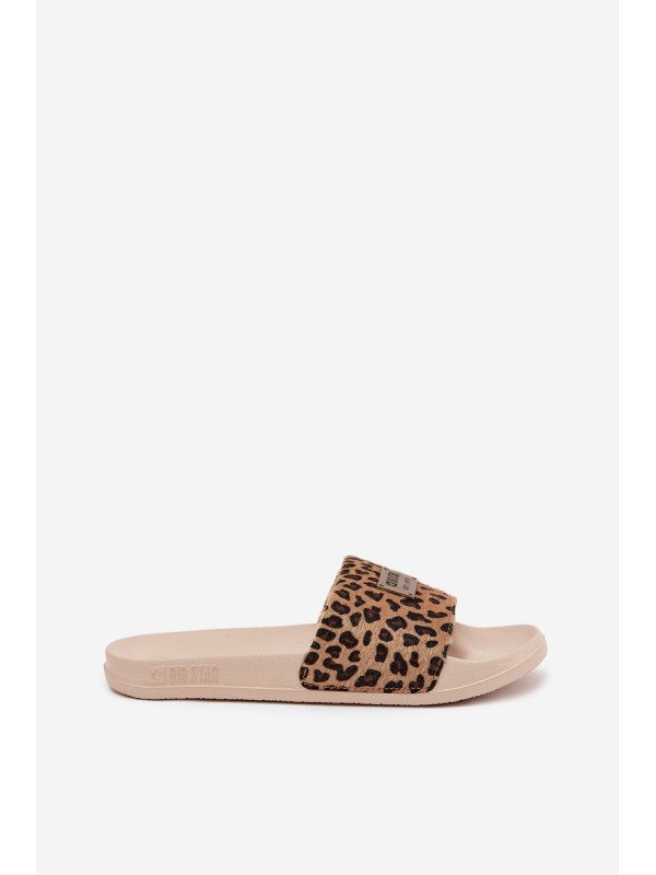 Women's Slippers on Foam Sole with Fur Big Star SS274715 Leopard Beige