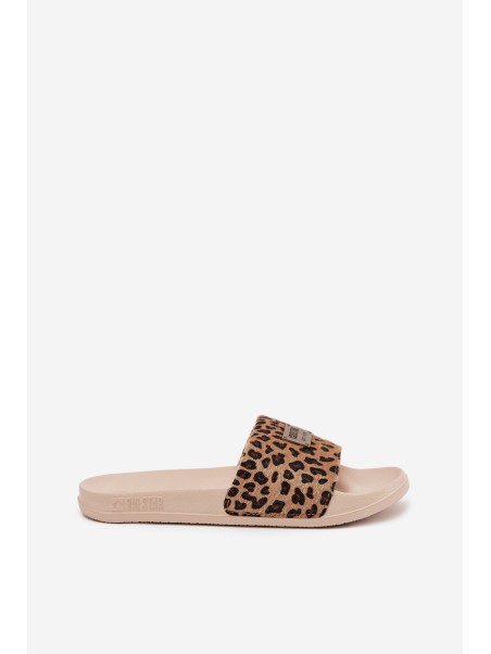 Women's Slippers on Foam Sole with Fur Big Star SS274715 Leopard Beige