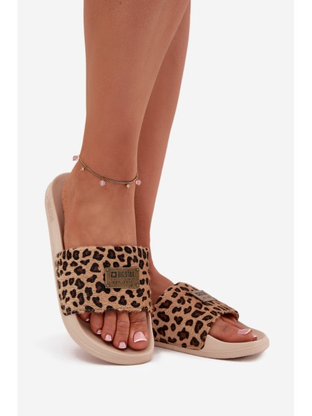 Women's Slippers on Foam Sole with Fur Big Star SS274715 Leopard Beige