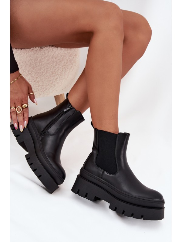 Insulated Women's Chelsea Boots On Platform Black Ismira