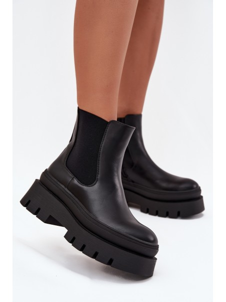 Insulated Women's Chelsea Boots On Platform Black Ismira