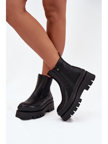 Insulated Women's Chelsea Boots On Platform Black Ismira