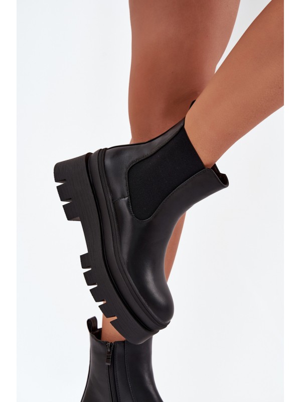 Insulated Women's Chelsea Boots On Platform Black Ismira