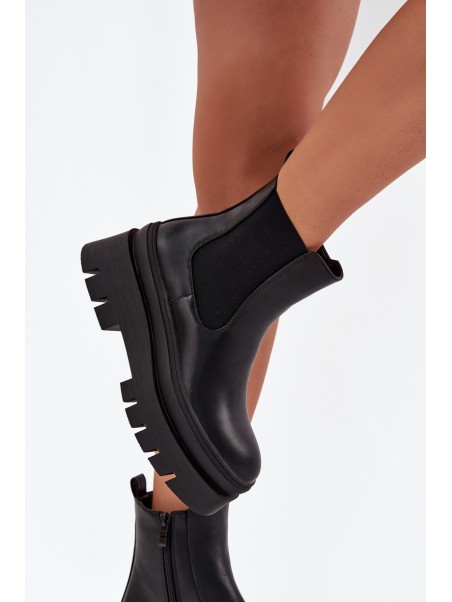 Insulated Women's Chelsea Boots On Platform Black Ismira