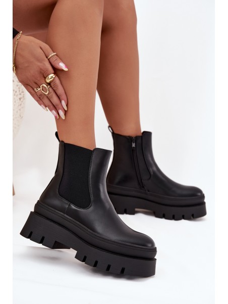 Insulated Women's Chelsea Boots On Platform Black Ismira