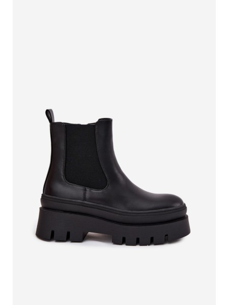 Insulated Women's Chelsea Boots On Platform Black Ismira