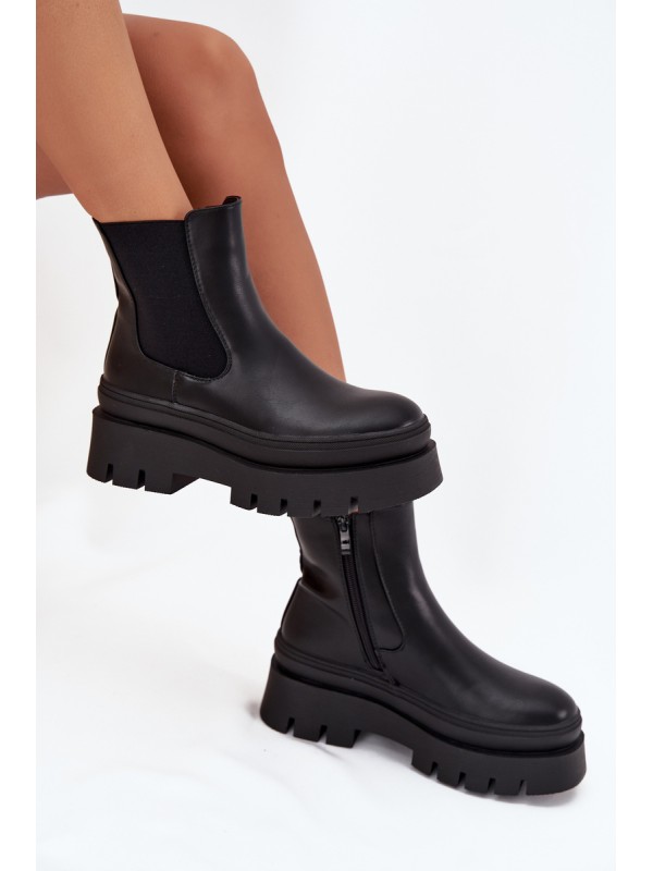Insulated Women's Chelsea Boots On Platform Black Ismira
