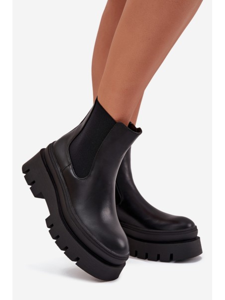 Insulated Women's Chelsea Boots On Platform Black Ismira