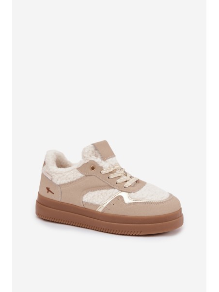 Women's Platform Sneakers with Sheepskin Beige Frelina
