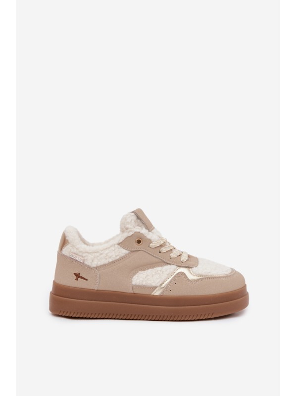 Women's Platform Sneakers with Sheepskin Beige Frelina