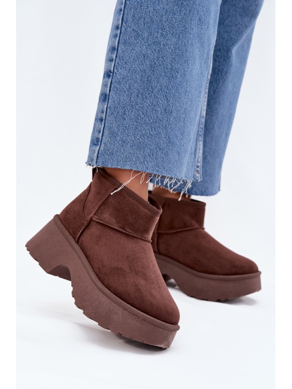 Women's Low Slip-On Insulated Snow Boots Brown Mavelle
