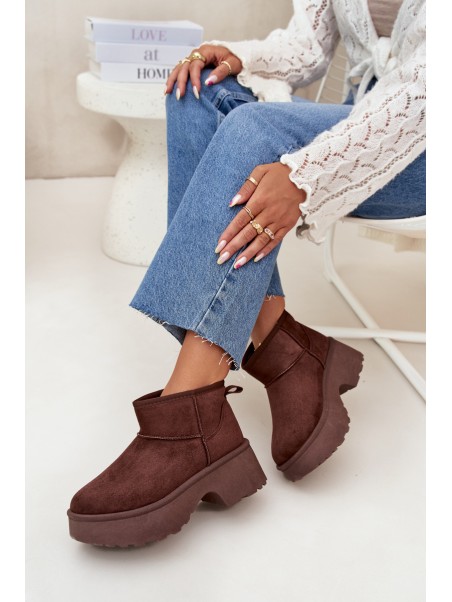 Women's Low Slip-On Insulated Snow Boots Brown Mavelle