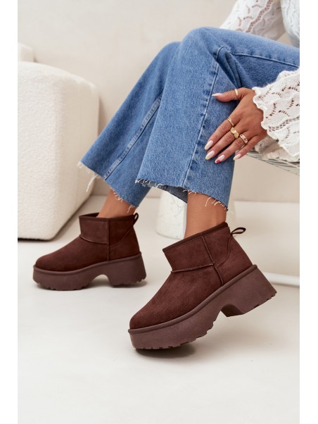 Women's Low Slip-On Insulated Snow Boots Brown Mavelle