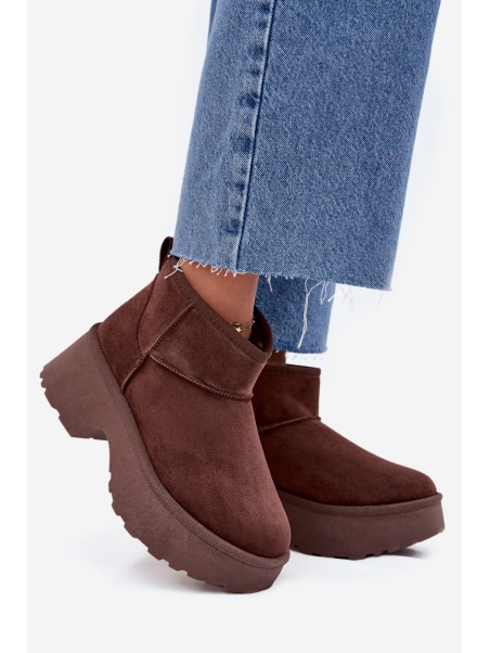 Women's Low Slip-On Insulated Snow Boots Brown Mavelle