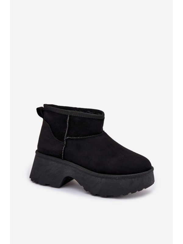 Women's Low Slip-On Insulated Snow Boots with Fur Black Mavelle