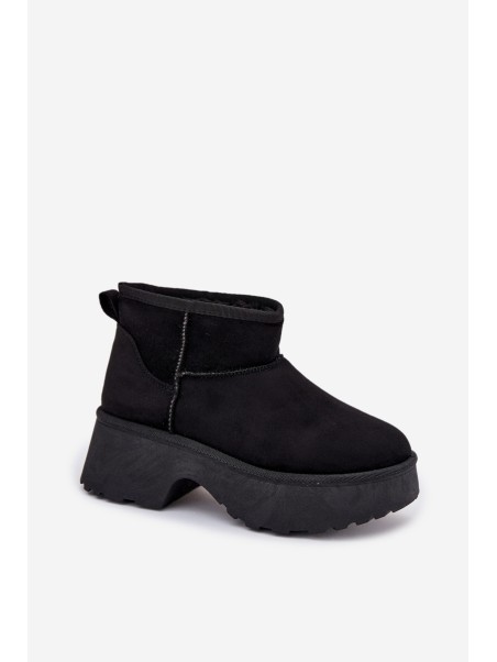 Women's Low Slip-On Insulated Snow Boots with Fur Black Mavelle