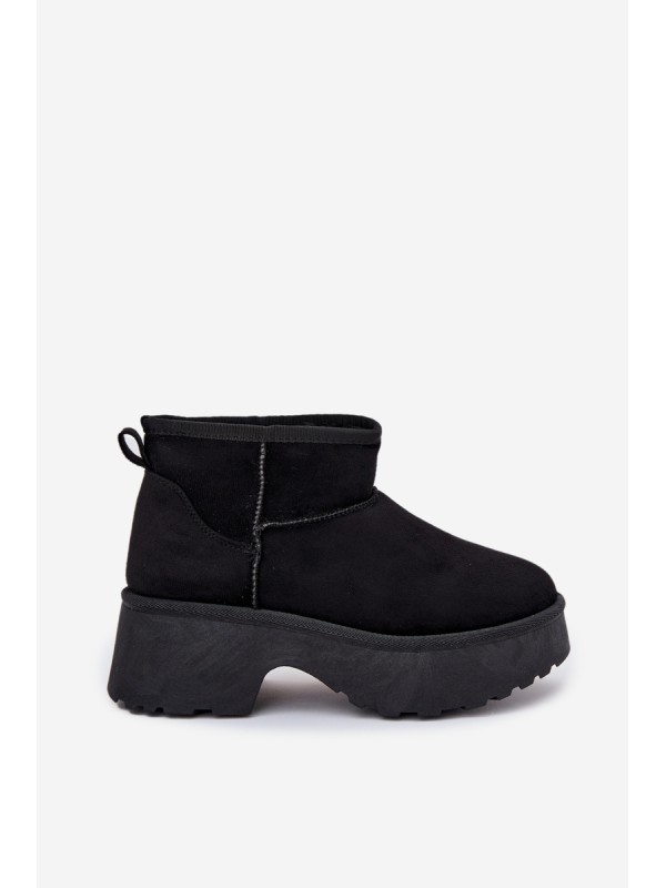 Women's Low Slip-On Insulated Snow Boots with Fur Black Mavelle