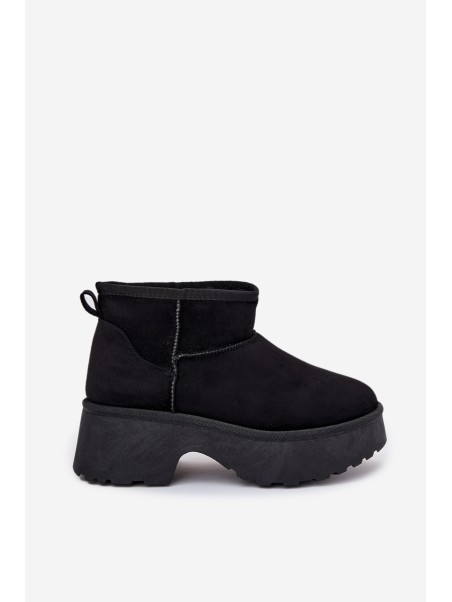 Women's Low Slip-On Insulated Snow Boots with Fur Black Mavelle