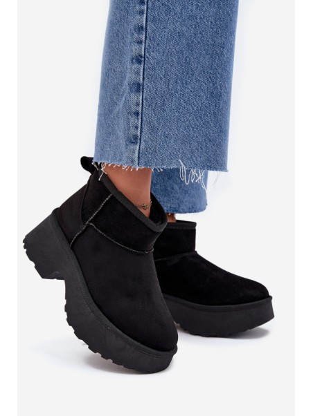 Women's Low Slip-On Insulated Snow Boots with Fur Black Mavelle