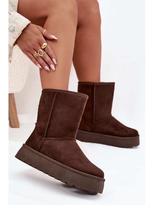 Ladies Insulated Snow Boots With Fur Chocolate Abrams