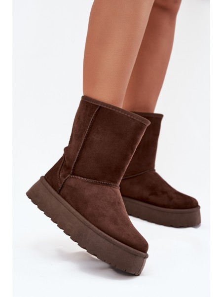 Ladies Insulated Snow Boots With Fur Chocolate Abrams