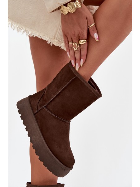 Ladies Insulated Snow Boots With Fur Chocolate Abrams
