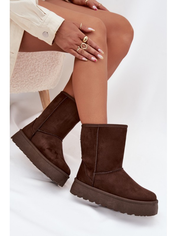 Ladies Insulated Snow Boots With Fur Chocolate Abrams