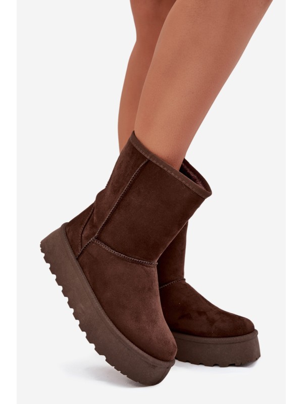 Ladies Insulated Snow Boots With Fur Chocolate Abrams