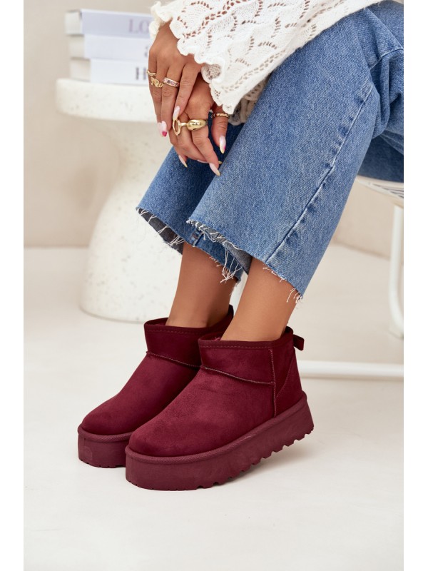 Suede Snow Boots On Platform Bordeaux Corcoran