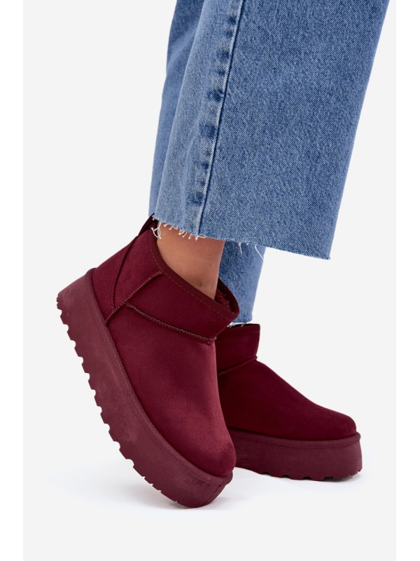 Suede Snow Boots On Platform Bordeaux Corcoran
